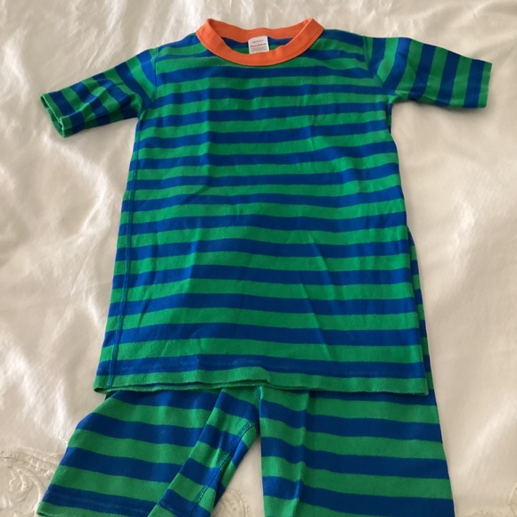 Hanna andersson size 14 green blue pj cotton short set - Picture 2 of 16